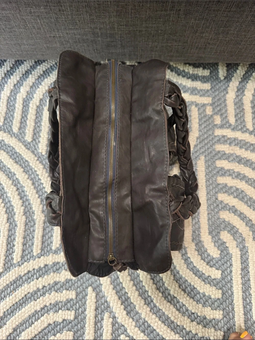 Rare Y2K Brown Leather Cargo Pocket Bow Handbag